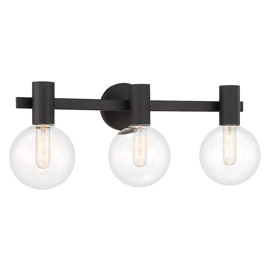 3 Light Bathroom Vanity Light, Matte Black