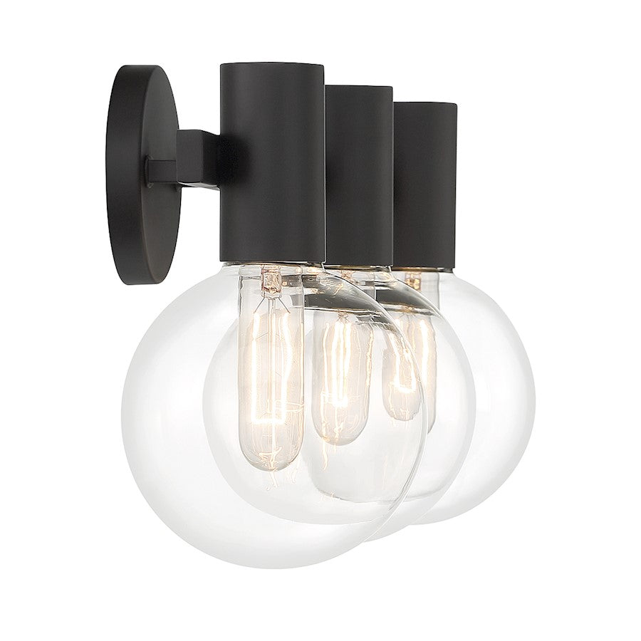 3 Light Bathroom Vanity Light, Matte Black