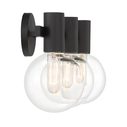 3 Light Bathroom Vanity Light, Matte Black