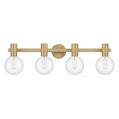 4 Light Bathroom Vanity Light, Warm Brass