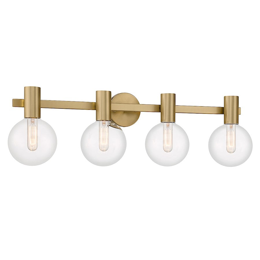 4 Light Bathroom Vanity Light, Warm Brass