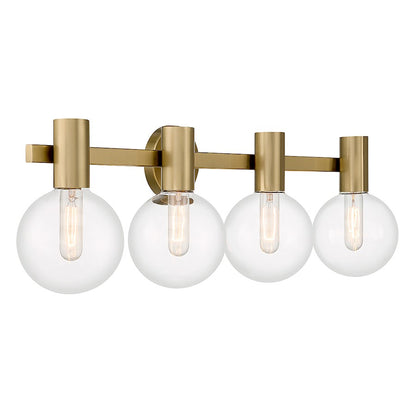 4 Light Bathroom Vanity Light, Warm Brass