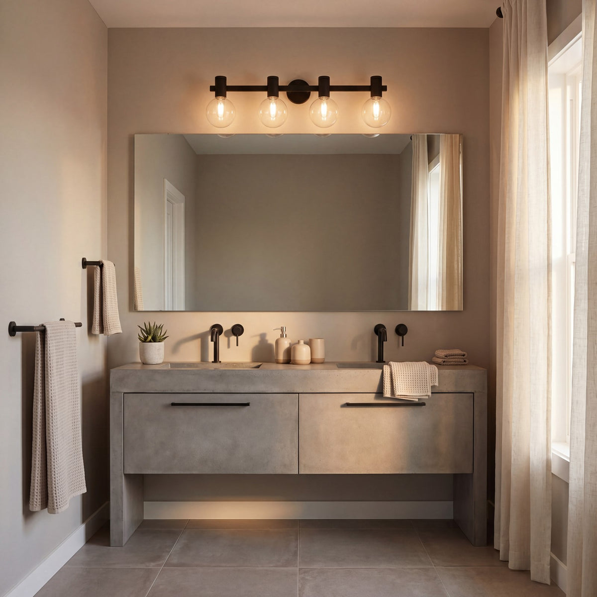 4 Light Bathroom Vanity Light, Chrome