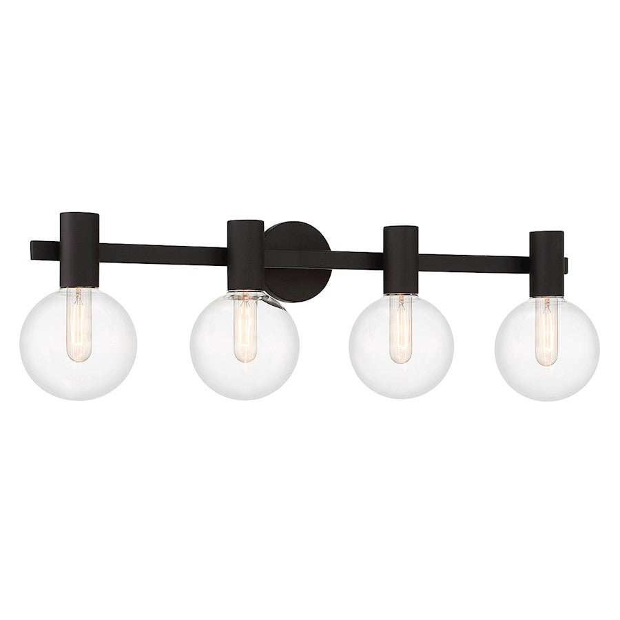 4 Light Bathroom Vanity Light, Matte Black