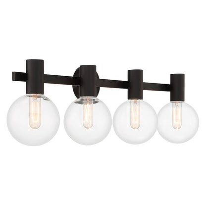 4 Light Bathroom Vanity Light, Matte Black