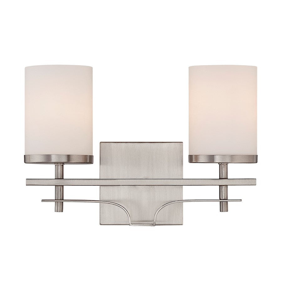 2 Light Bathroom Vanity Light, Satin Nickel