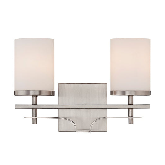 2 Light Bathroom Vanity Light, Satin Nickel