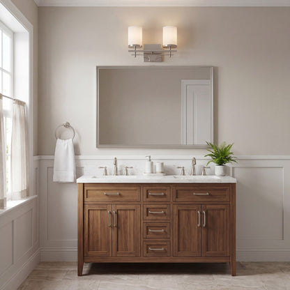2 Light Bathroom Vanity Light, Satin Nickel