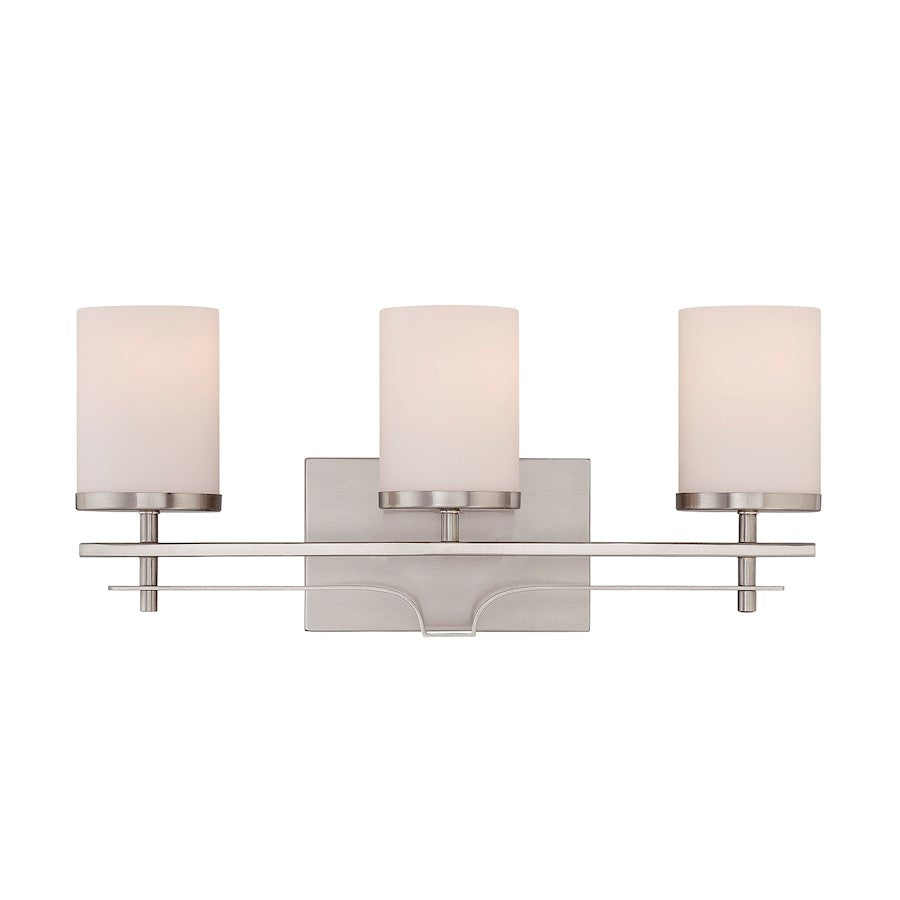 3 Light Bathroom Vanity Light, Satin Nickel