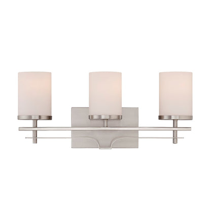 3 Light Bathroom Vanity Light, Satin Nickel