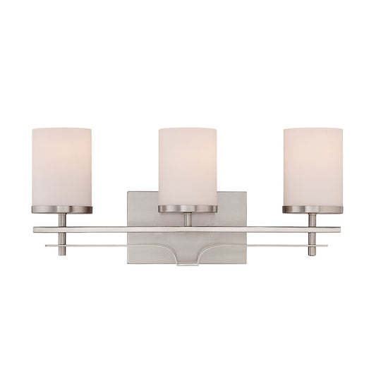 3 Light Bathroom Vanity Light, Satin Nickel