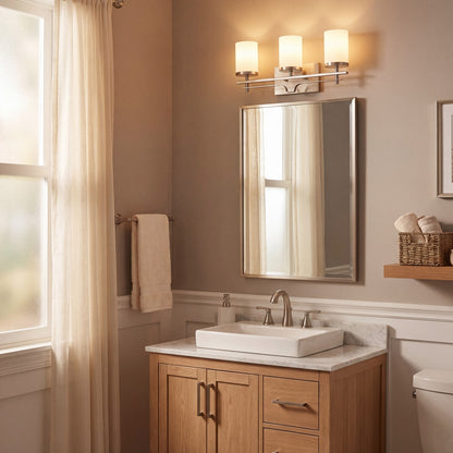 3 Light Bathroom Vanity Light, Satin Nickel