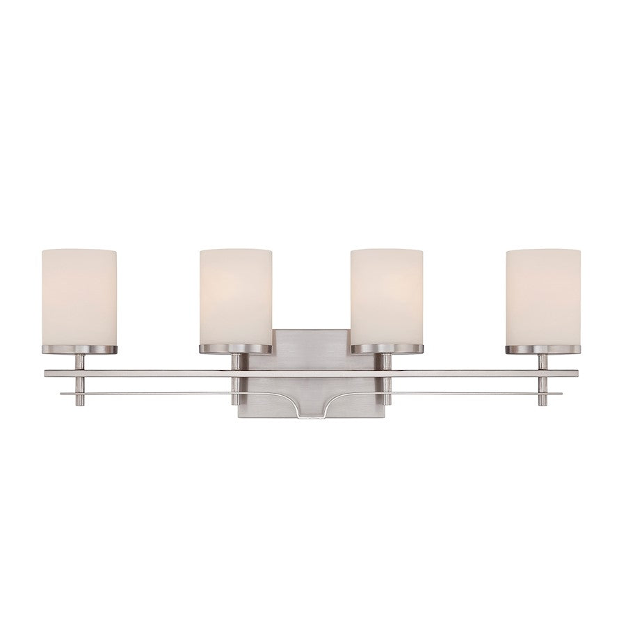 4 Light Bathroom Vanity Light, Satin Nickel
