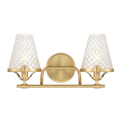 Savoy House Candler 2 Light Bath, Warm Brass/Clear - 8-3596-2-322