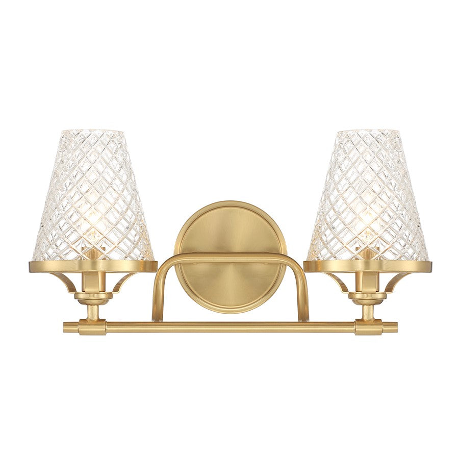 2 Light Bathroom Vanity Light, Warm Brass