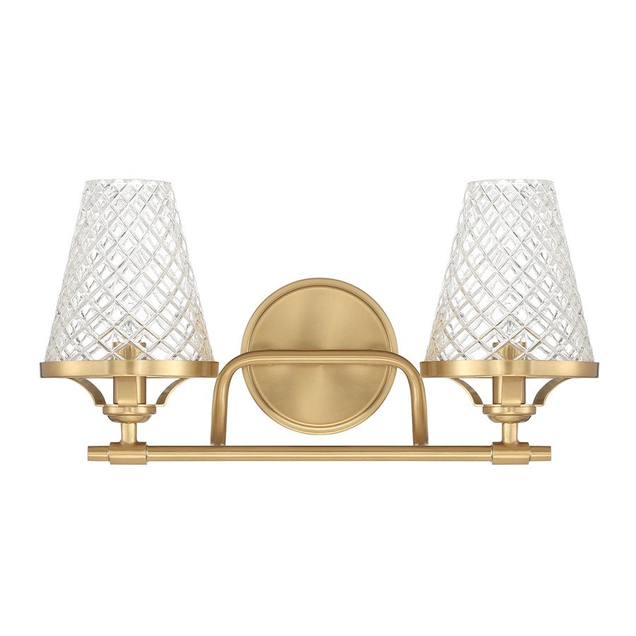 2 Light Bathroom Vanity Light, Warm Brass