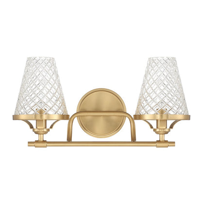 2 Light Bathroom Vanity Light, Warm Brass