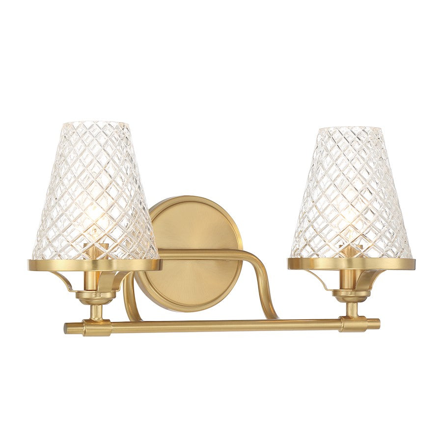 2 Light Bathroom Vanity Light, Warm Brass