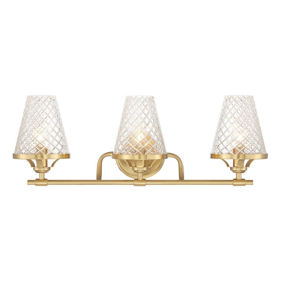 3 Light Bathroom Vanity Light, Warm Brass