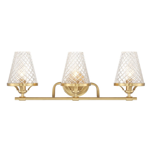 3 Light Bathroom Vanity Light, Warm Brass
