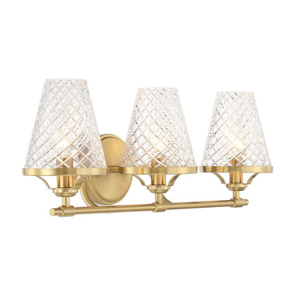 3 Light Bathroom Vanity Light, Warm Brass