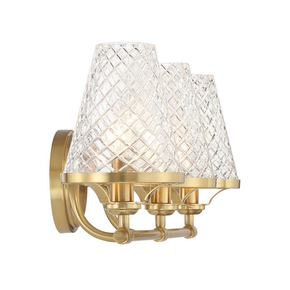 3 Light Bathroom Vanity Light, Warm Brass