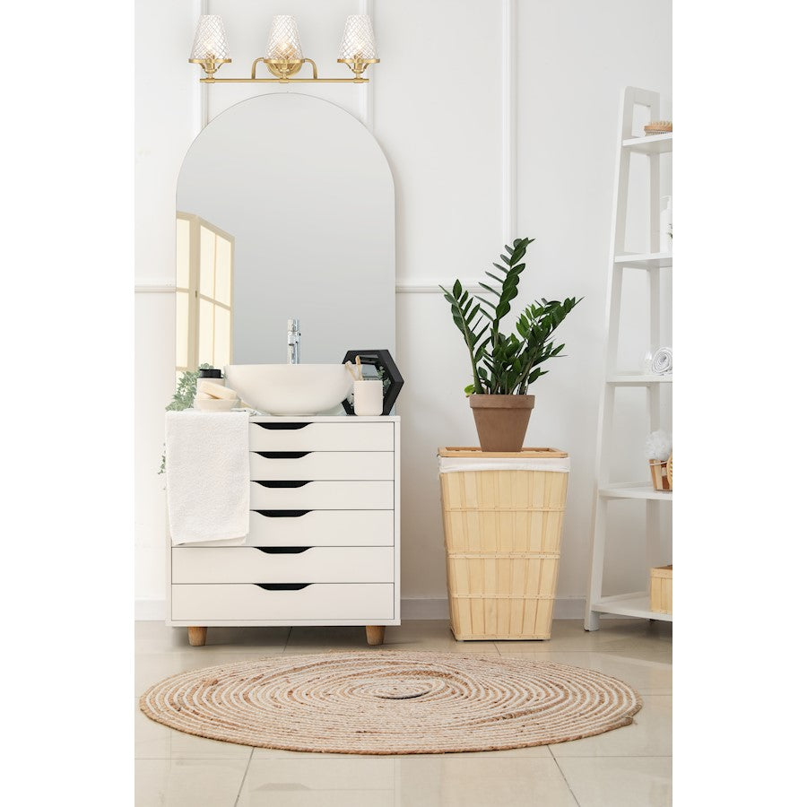 3 Light Bathroom Vanity Light, Warm Brass