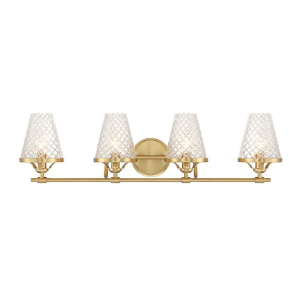 4 Light Bathroom Vanity Light, Warm Brass