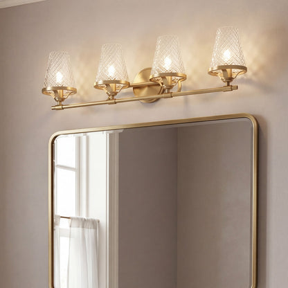 4 Light Bathroom Vanity Light, Warm Brass