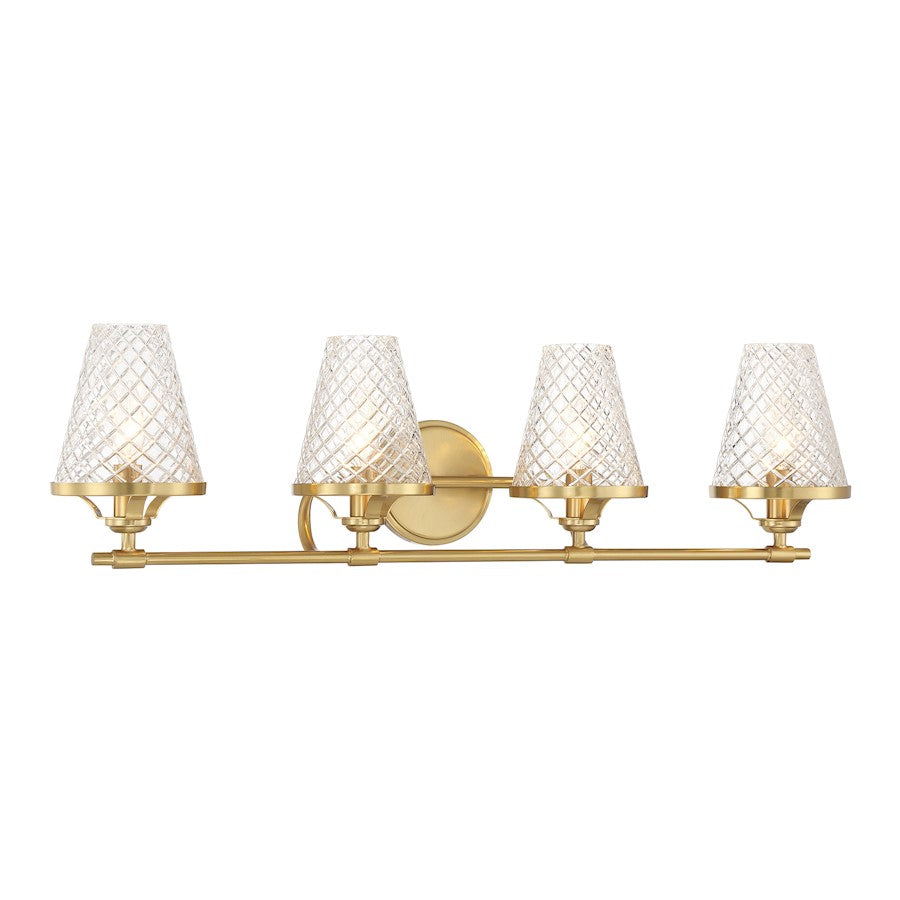 4 Light Bathroom Vanity Light, Warm Brass