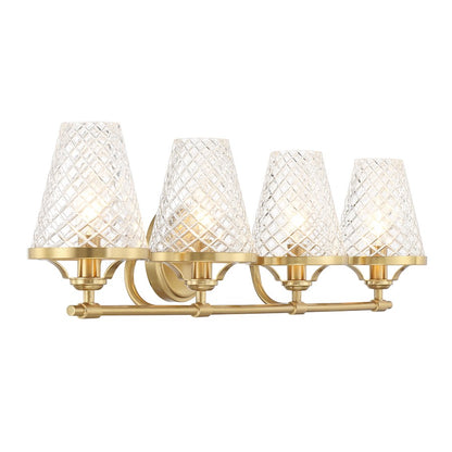 4 Light Bathroom Vanity Light, Warm Brass