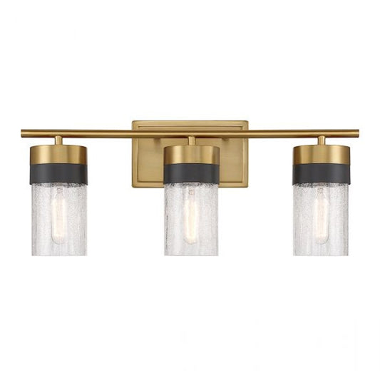 Savoy House Brickell 3Lt Bathroom Vanity Light, Brass/Black - 8-3600-3-322