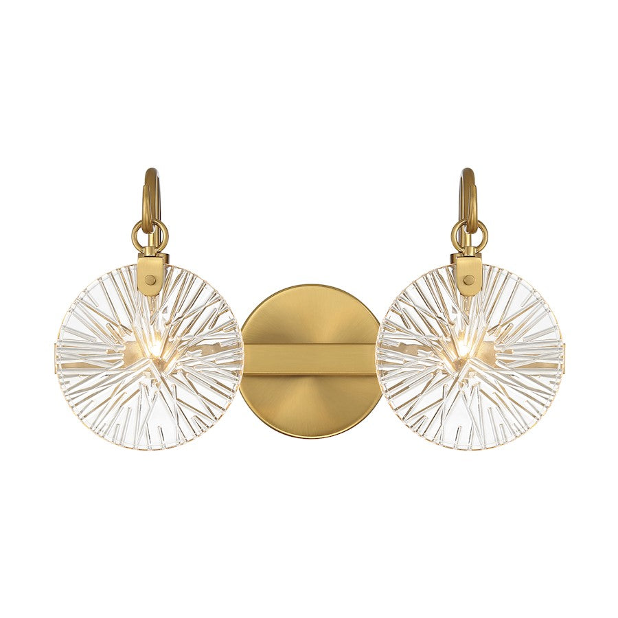 2 Light Bathroom Vanity Light, Warm Brass