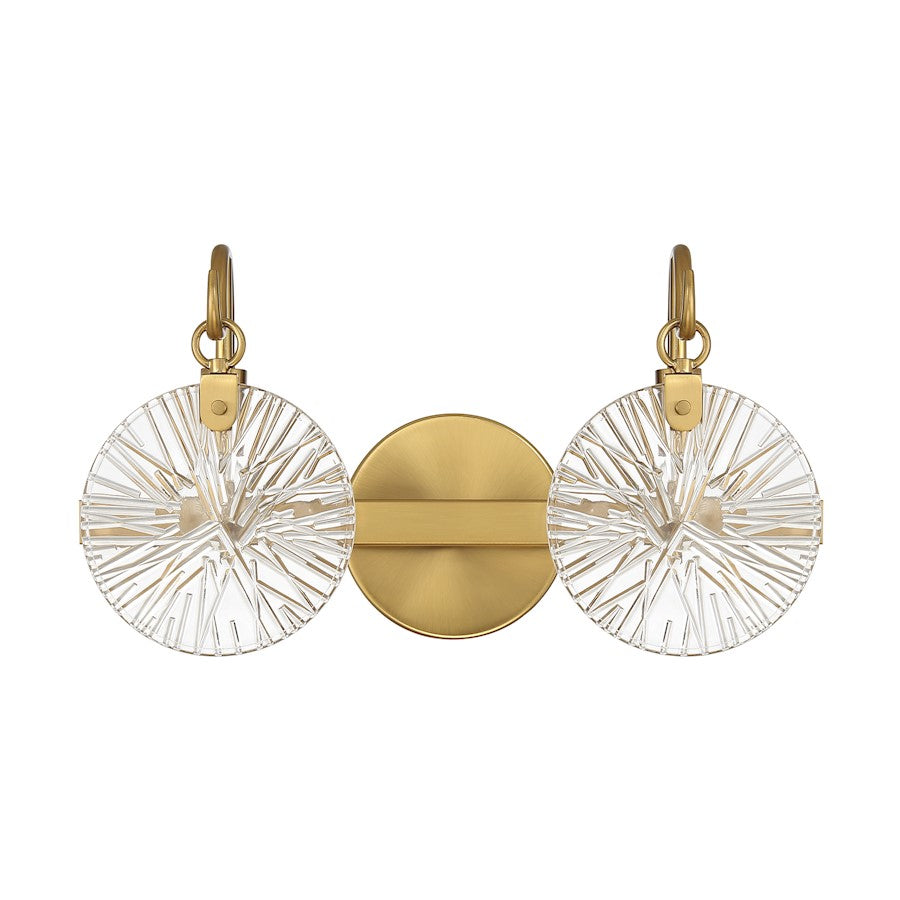 2 Light Bathroom Vanity Light, Warm Brass