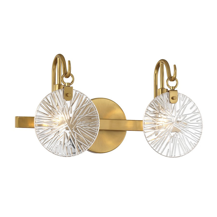 2 Light Bathroom Vanity Light, Warm Brass