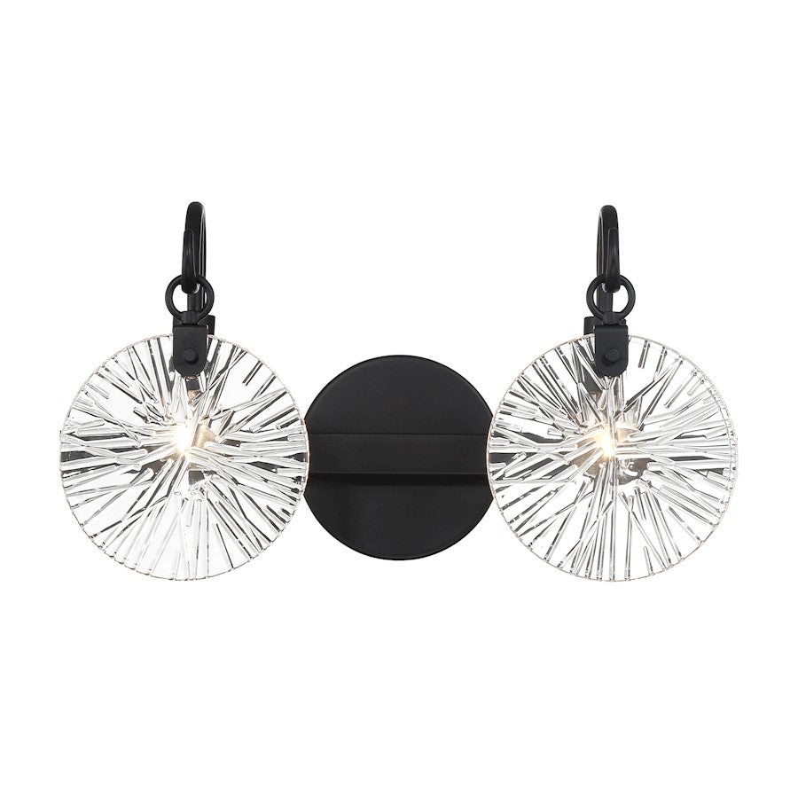 Savoy House Addison 2 Light Bath, Matte Black/Clear Starburst - 8-3981-2-BK