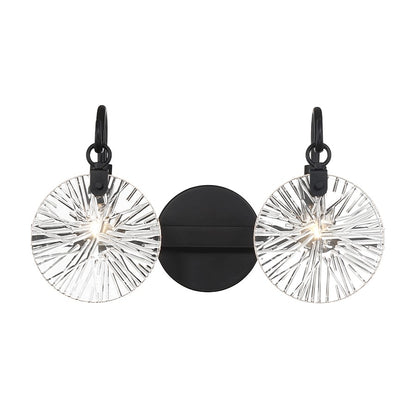 Savoy House Addison 2 Light Bath, Matte Black/Clear Starburst - 8-3981-2-BK