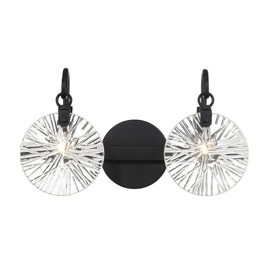 Savoy House Addison 2 Light Bath, Matte Black/Clear Starburst - 8-3981-2-BK