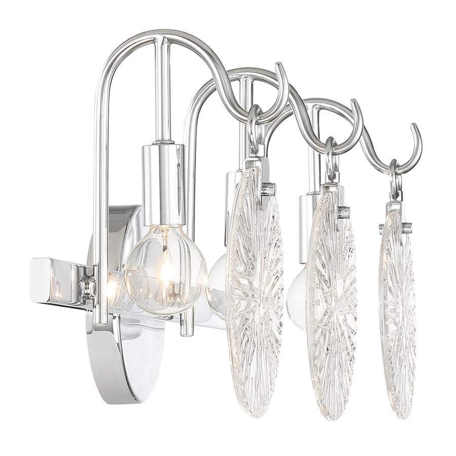 3 Light Bathroom Vanity Light, Polished Chrome