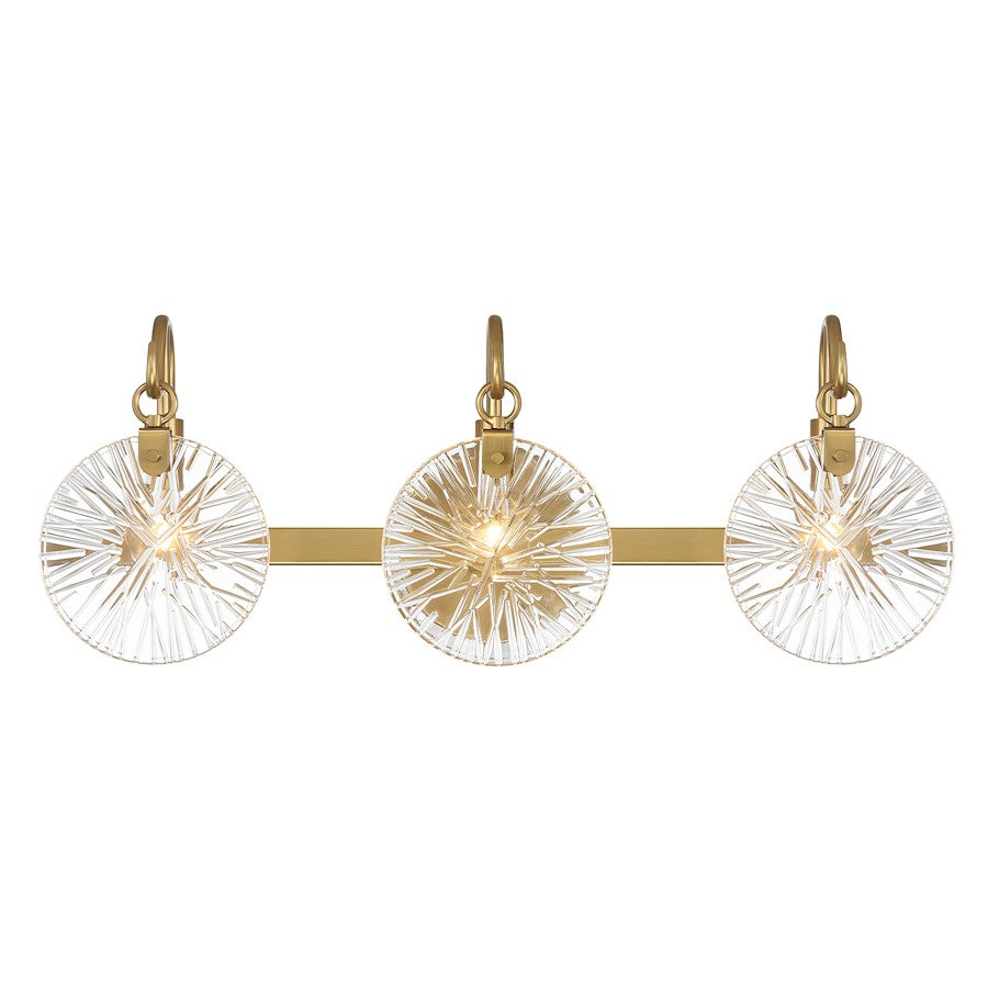 3 Light Bathroom Vanity Light, Warm Brass