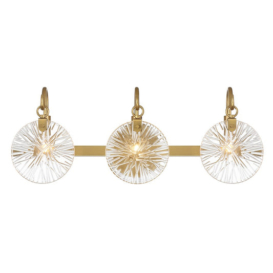 3 Light Bathroom Vanity Light, Warm Brass