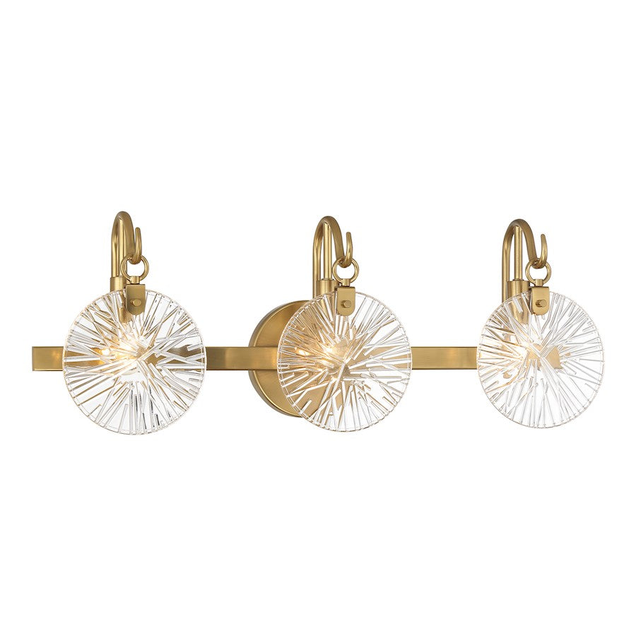 3 Light Bathroom Vanity Light, Warm Brass