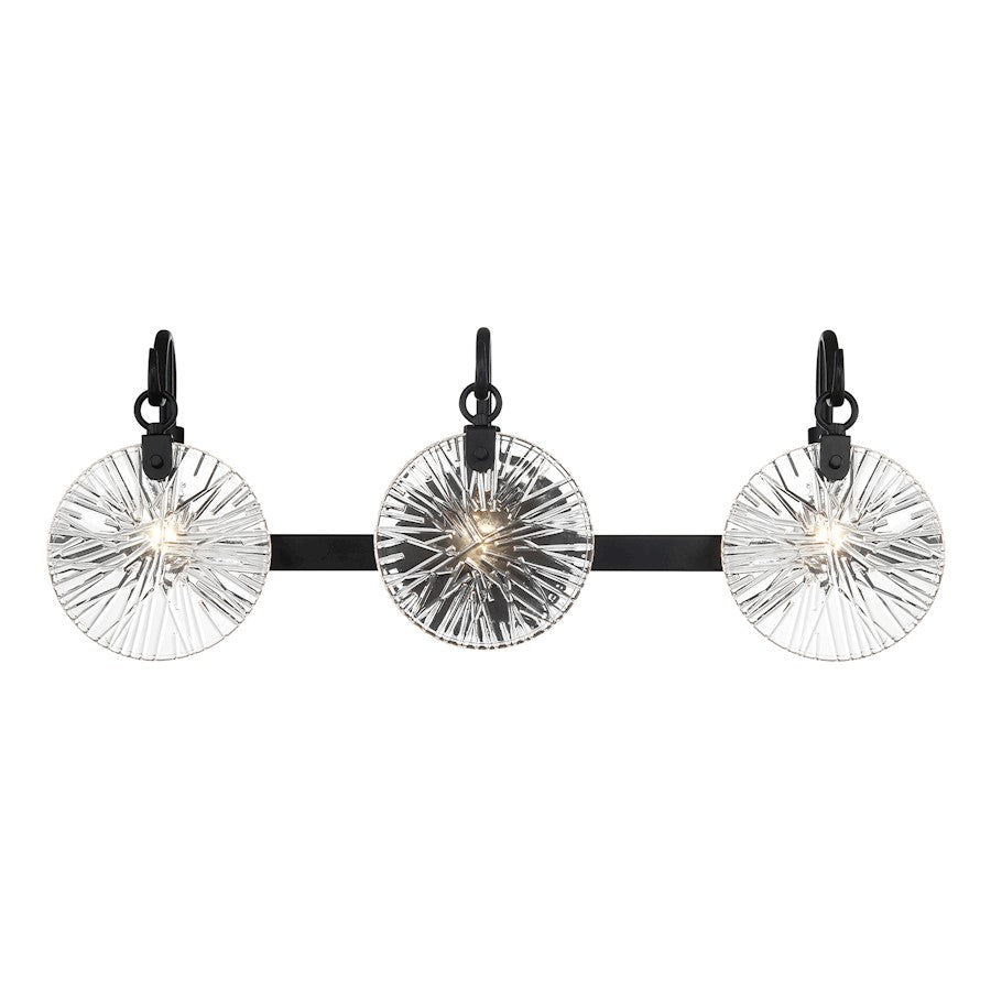 3 Light Bathroom Vanity Light, Matte Black
