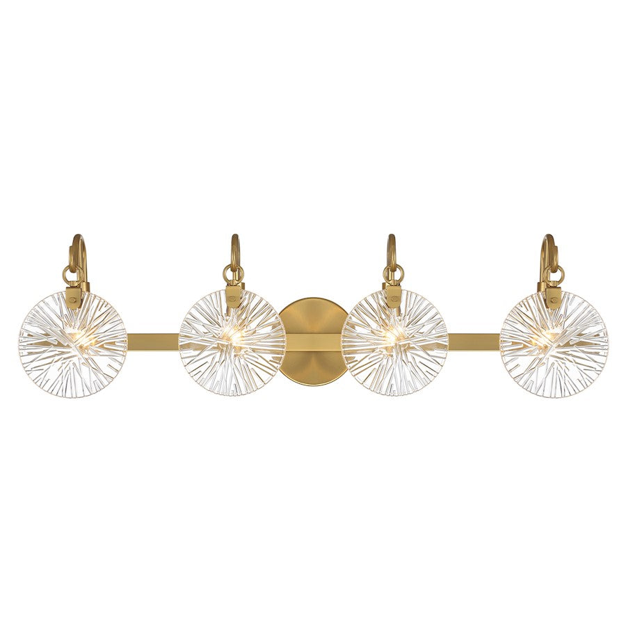 4 Light Bathroom Vanity Light, Warm Brass