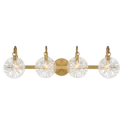 4 Light Bathroom Vanity Light, Warm Brass