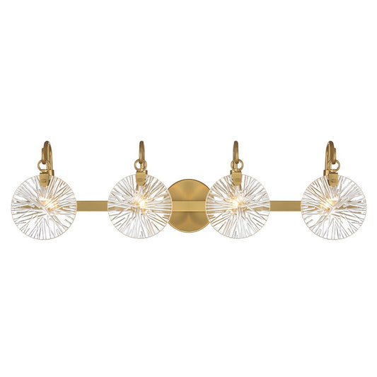 4 Light Bathroom Vanity Light, Warm Brass