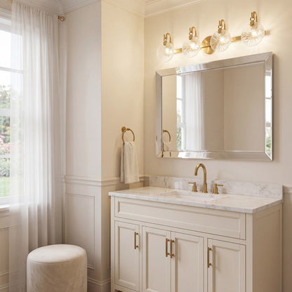 4 Light Bathroom Vanity Light, Warm Brass