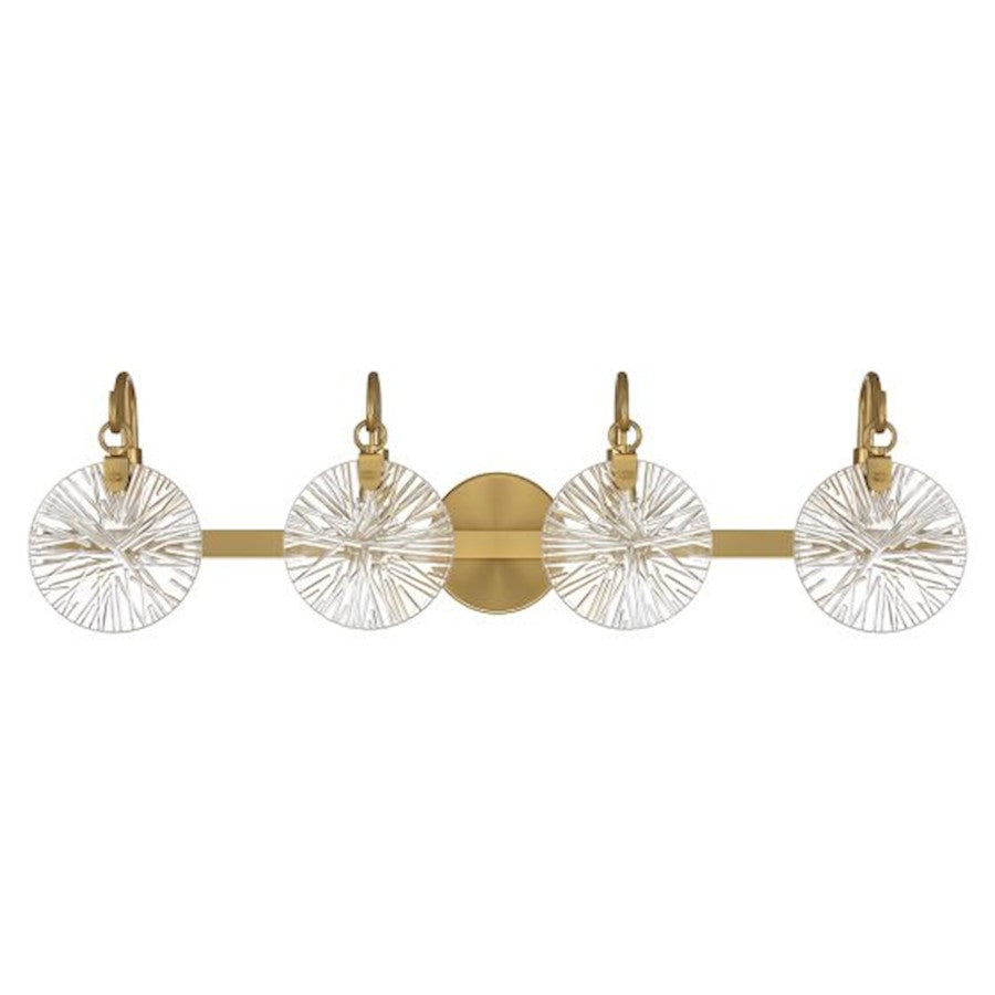 4 Light Bathroom Vanity Light, Warm Brass