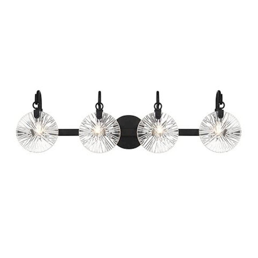 4 Light Bathroom Vanity Light, Matte Black