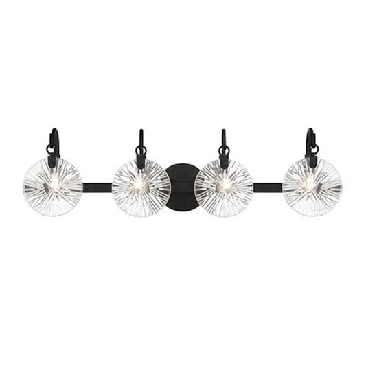 4 Light Bathroom Vanity Light, Matte Black